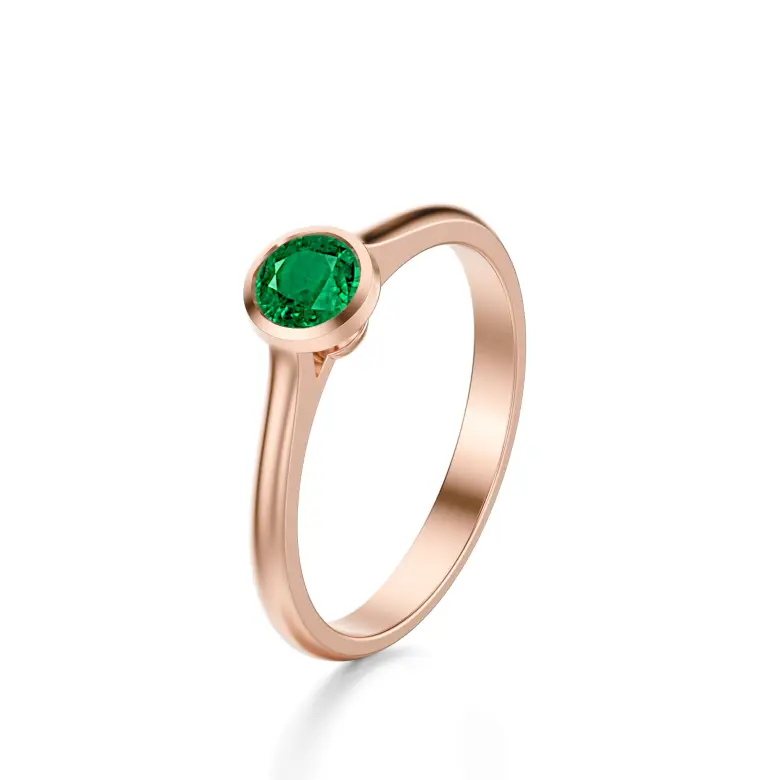 Pierścionek z różowego złota ze szmaragdem AJPZ_090 Pierścionek z różowego złota ze szmaragdem AJPZ_090